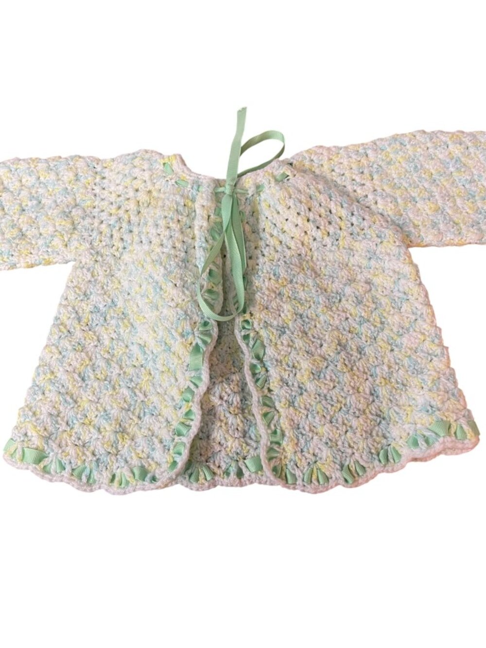 Vintage Handmade Baby Infant Sweater Ribbon NO SIZE (APPROX 3 MO)